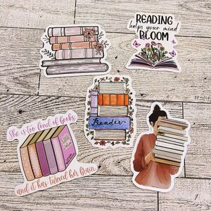 Reading Stickers Book Lover Reader Bookish (Set of 5) Reading Theme